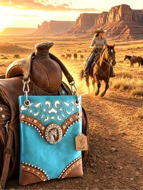 Embellished Horse Medallion Crossbody Purse 🐴🩵